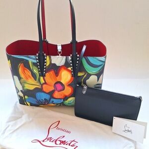 Christian Louboutin Cabata Flower Calfskin Leather Tote Detac G2U New w/Tags